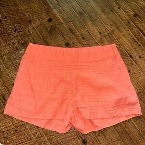 J Crew coral flat front cotton linen preppy size 4 shorts
